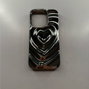 Solid Silver Reflective Heart Phone Case